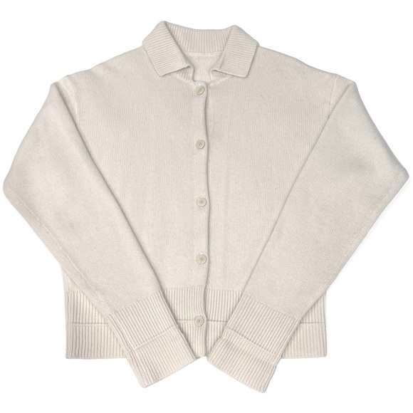 Theory Cropped Cardigan Sweater, Ivory, 100% Cashmere, Small, Pristine EUC - Picture 9 of 16
